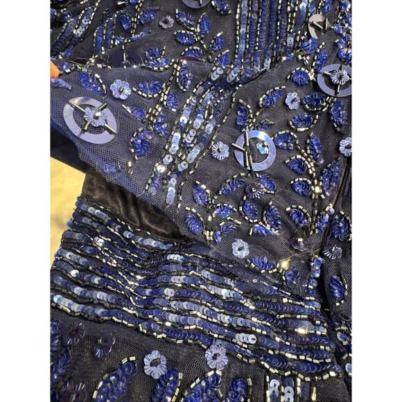 Mac Duggal Blue Gown Womens 10 Style# 4611D Embellished Beaded Dress Sequin READ - Picture 14 of 16